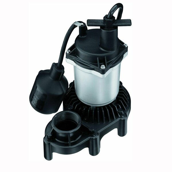 Sta-Rite Flotec Sump Pump, 1-Phase, 3.9 A, 115 V, 0.25 hp, 1-1/2in Outlet, 20 ft Max Head, 3200 gph, Thermoplastic FPZS25T